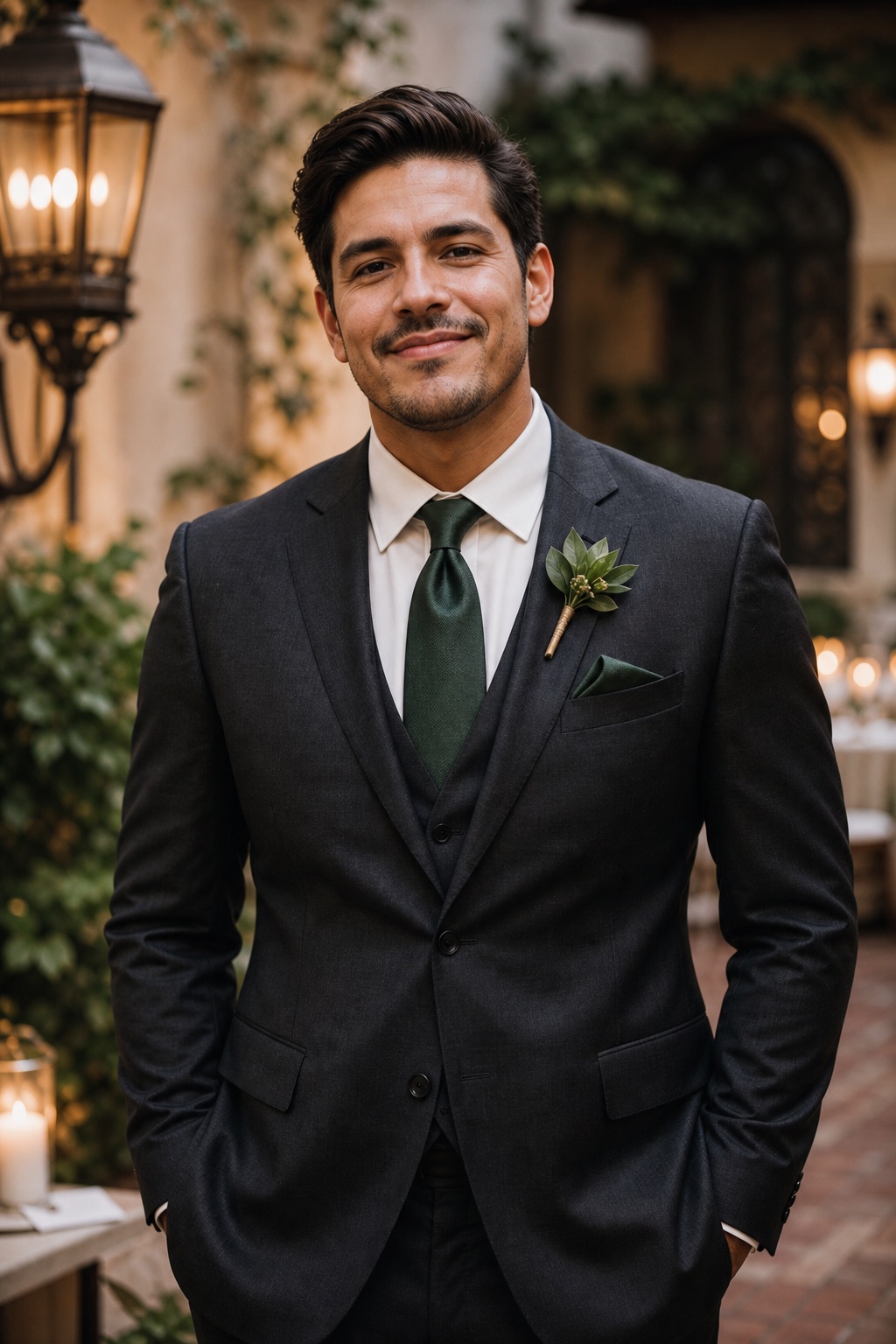 Julian Ortiz, Milo’s groomsman, at the New Orleans courtyard reception