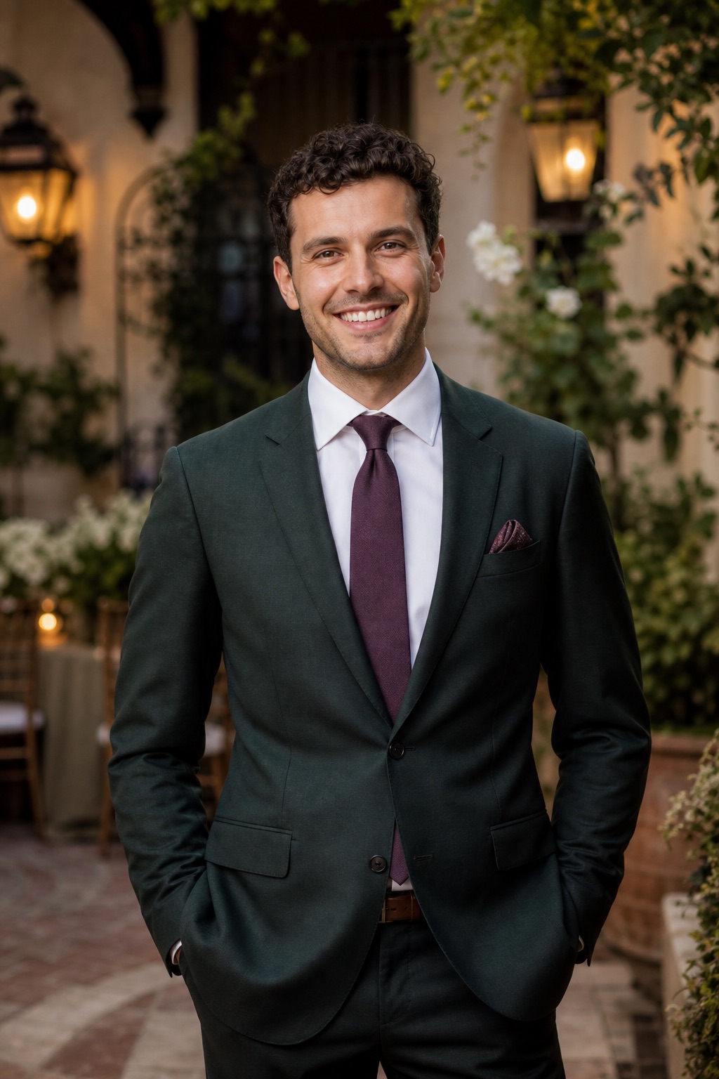 Theo Bennett, Milo’s best man, at the New Orleans courtyard reception